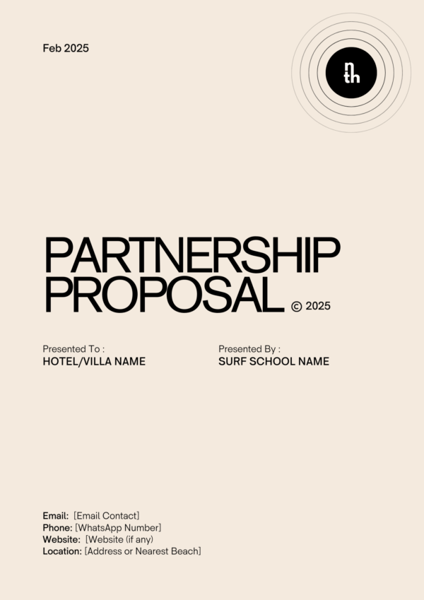 Surf School x Hotel Partnership Proposal Template